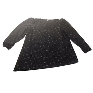 VTG Riccardo Sheer Glitter Top Black Long Sleeve Made in USA (Est. Size XL)